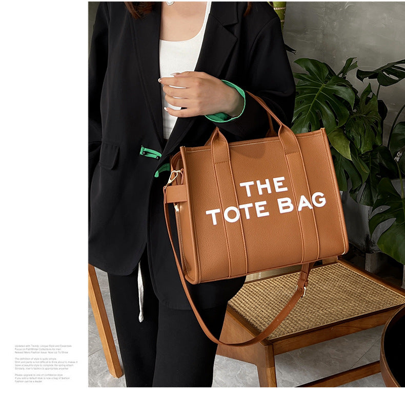 Women's Bag Cross-Border New Tote Bag Wholesale Pu Letter Handbag Simple Casual Crossbody Bag Large Capacity Women's Bag
