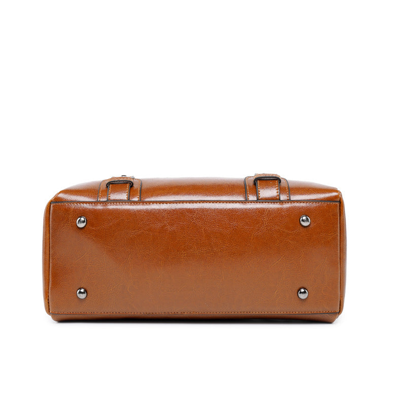 Authentic Genuine Leather Women's Bag from the Boutique, 2026 New Model, Boston Casual Versatile Retro Cowhide Handbag, Shoulder Bag, Crossbody Bag