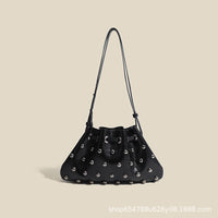 2025 New Rivet Underarm Women's Bag Cross-Border Exclusive Fashion Versatile Handheld Bucket Shoulder Tote Drawstring Bag