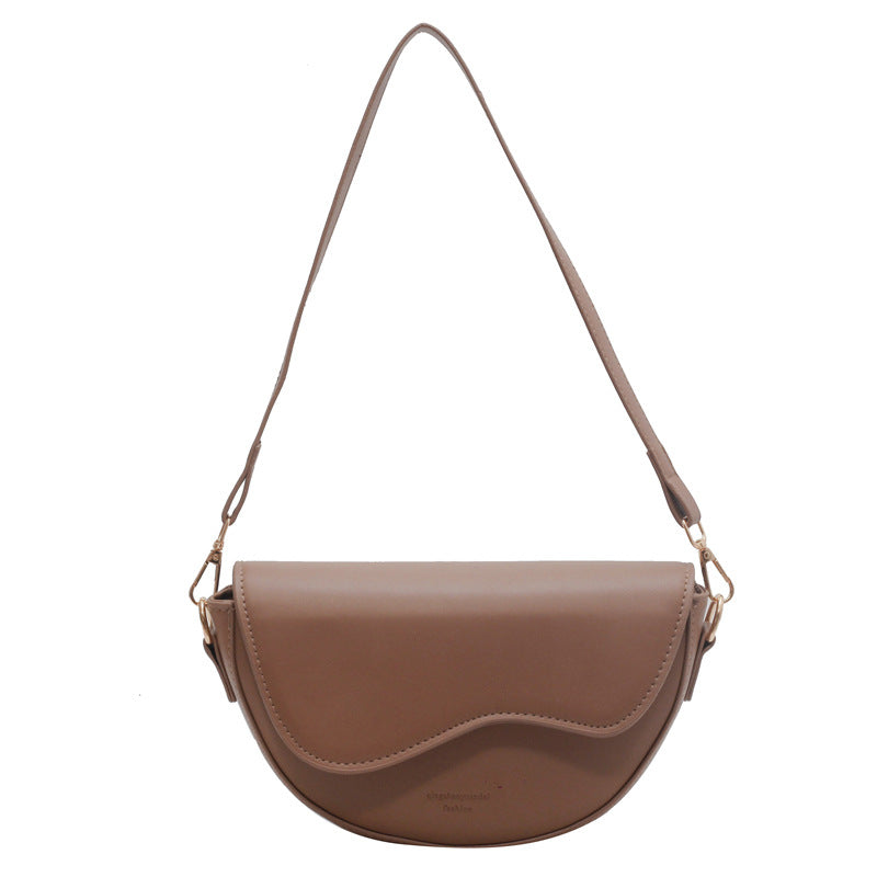 Cross-border Retro Niche Women's Small Bag 2024 New Fashion Saddle Bag Wide Shoulder Strap Crossbody Women's Bag Underarm Bag