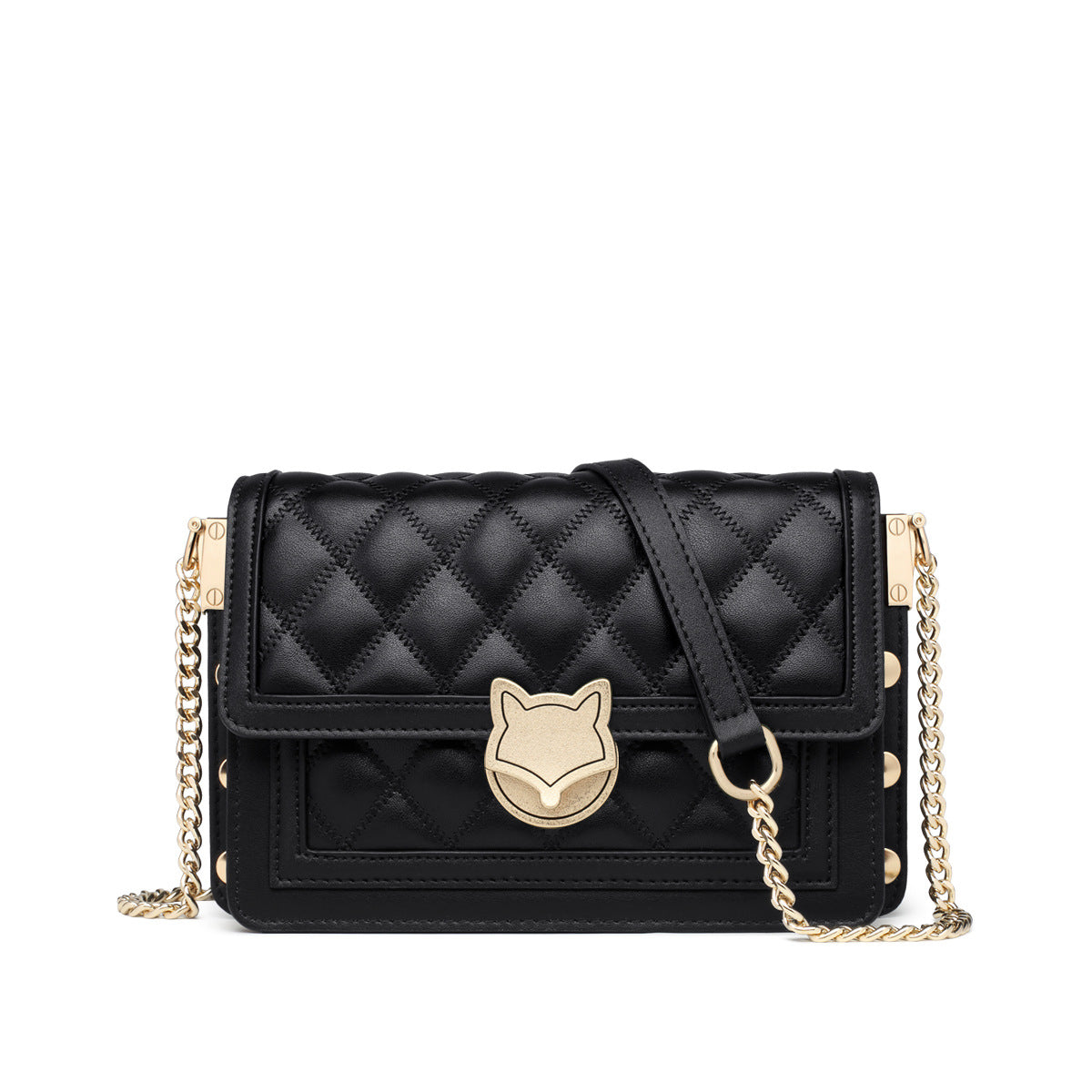 Chain Bag Women's 2024 New Trendy Fashionable Black Rhomboid Shoulder Crossbody Small Square Bag High-grade Commuter Shoulder Bag
