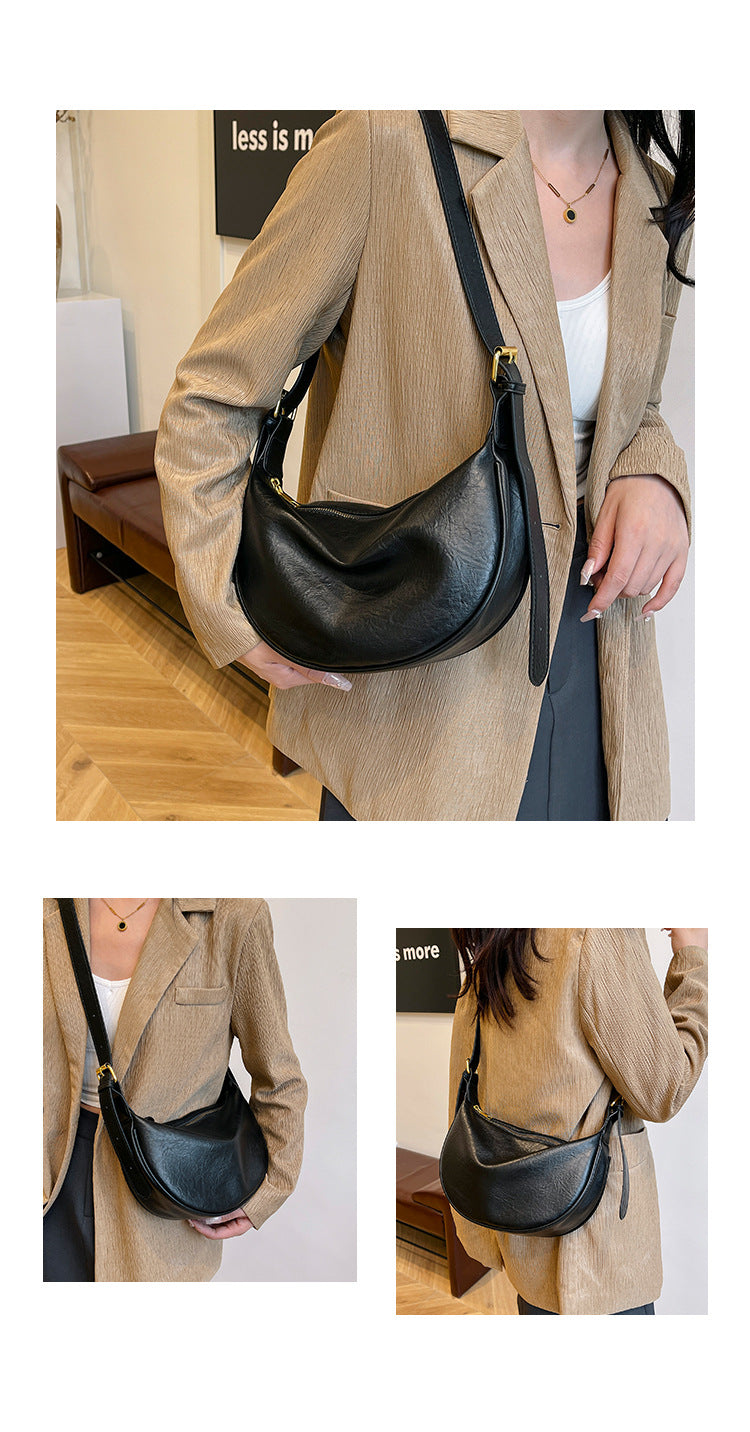 Cross-border Women's Bag Popular Retro Bag Women's New Fashion Texturized Shoulder Bag Retro Commuter Crossbody Dumpling Bag