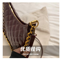 Cross-Border Quilted Saddle Bag, Autumn and Winter New Shoulder Bag, Fashionable Armpit Bag, Work Clothing Versatile Crossbody Bag