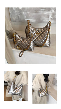 Cross-Border Quilted Saddle Bag, Autumn and Winter New Shoulder Bag, Fashionable Armpit Bag, Work Clothing Versatile Crossbody Bag