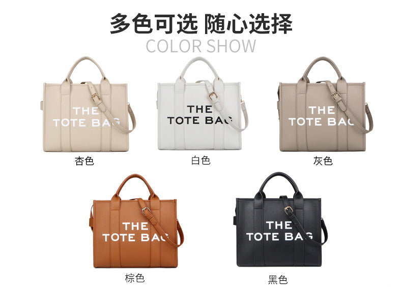 Women's Bag Cross-Border New Tote Bag Wholesale Pu Letter Handbag Simple Casual Crossbody Bag Large Capacity Women's Bag