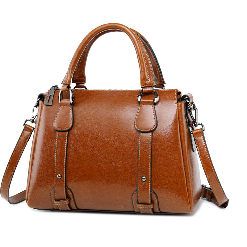 Authentic Genuine Leather Women's Bag from the Boutique, 2026 New Model, Boston Casual Versatile Retro Cowhide Handbag, Shoulder Bag, Crossbody Bag