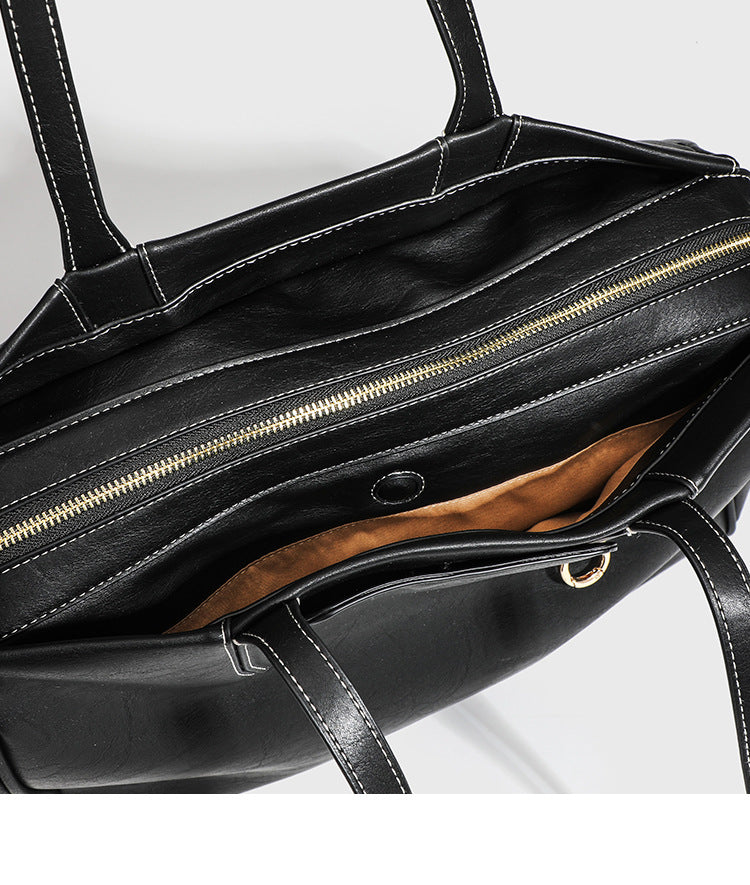 2024 Summer New Niche High-end Retro Shoulder Tote Bag Large Capacity Commuter Portable Briefcase
