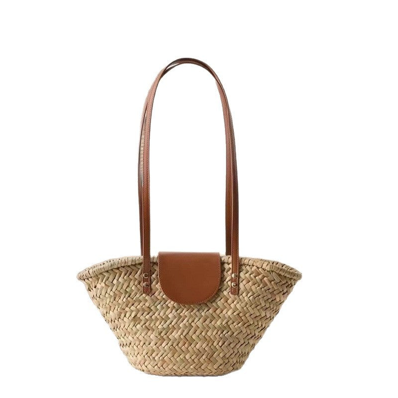 Water Grass Woven Bag Holiday French Shoulder Crossbody Bag New Handbag Women's Original Diagonal Woven Shoulder Water Grass Bag