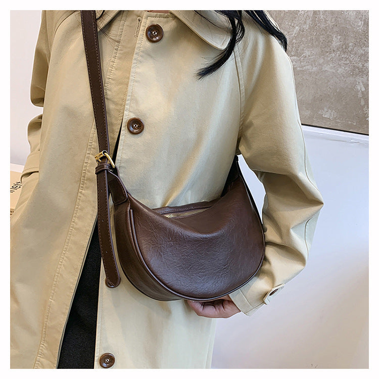 Cross-border Women's Bag Popular Retro Bag Women's New Fashion Texturized Shoulder Bag Retro Commuter Crossbody Dumpling Bag