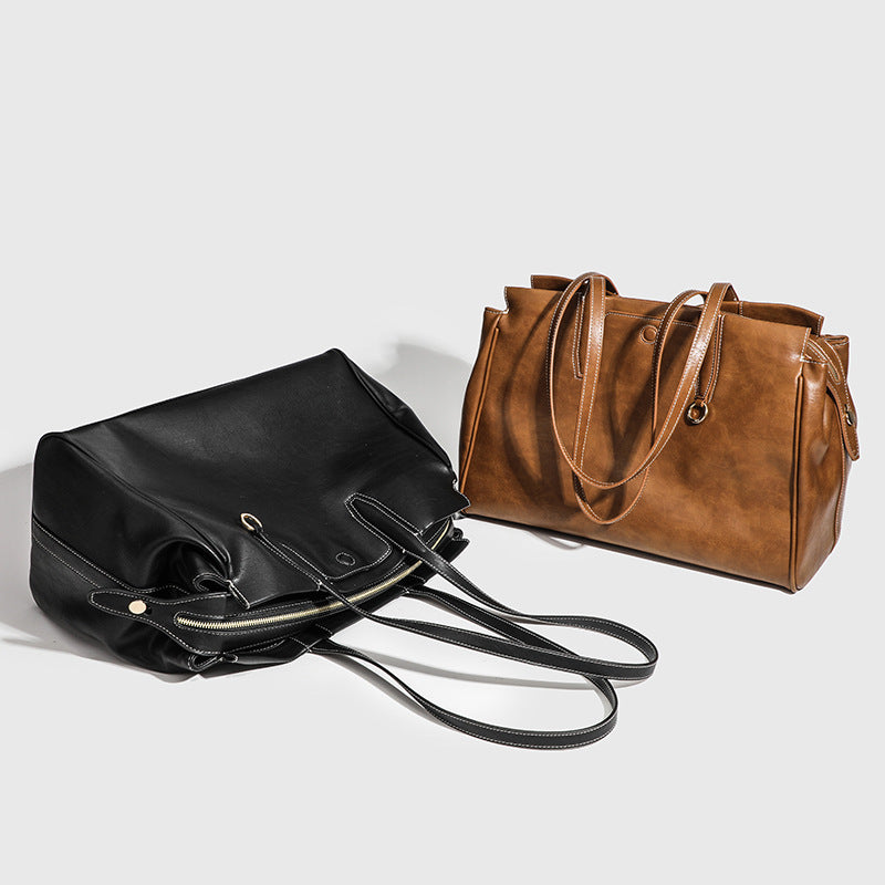 2024 Summer New Niche High-end Retro Shoulder Tote Bag Large Capacity Commuter Portable Briefcase