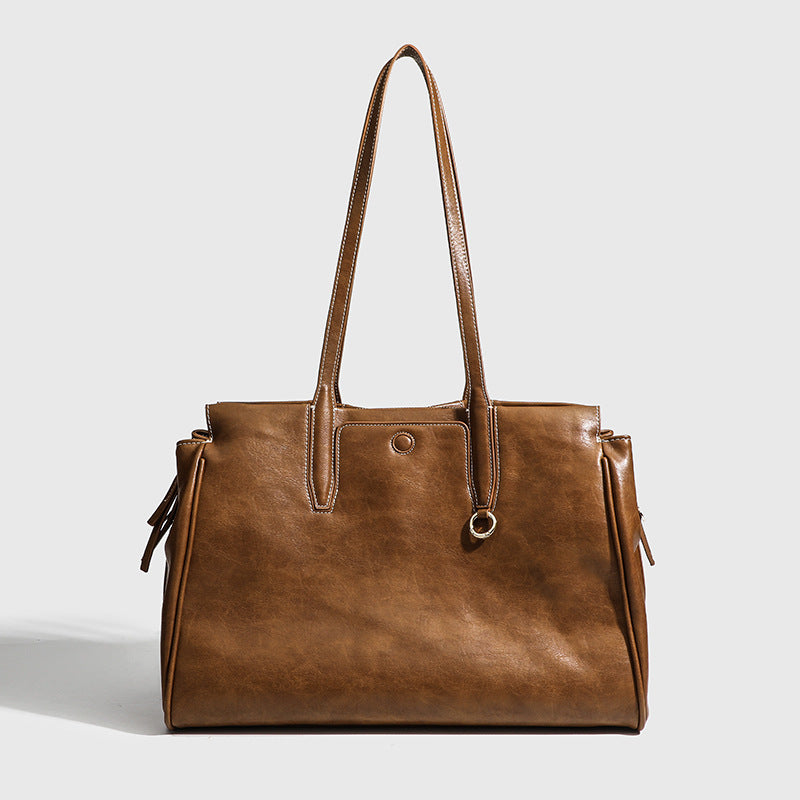 2024 Summer New Niche High-end Retro Shoulder Tote Bag Large Capacity Commuter Portable Briefcase