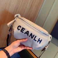 Women's Bag 2025 New Genuine Leather Single Shoulder Chest Bag Trendy Versatile Letter Backpack Small Medium Multi-Use Bag