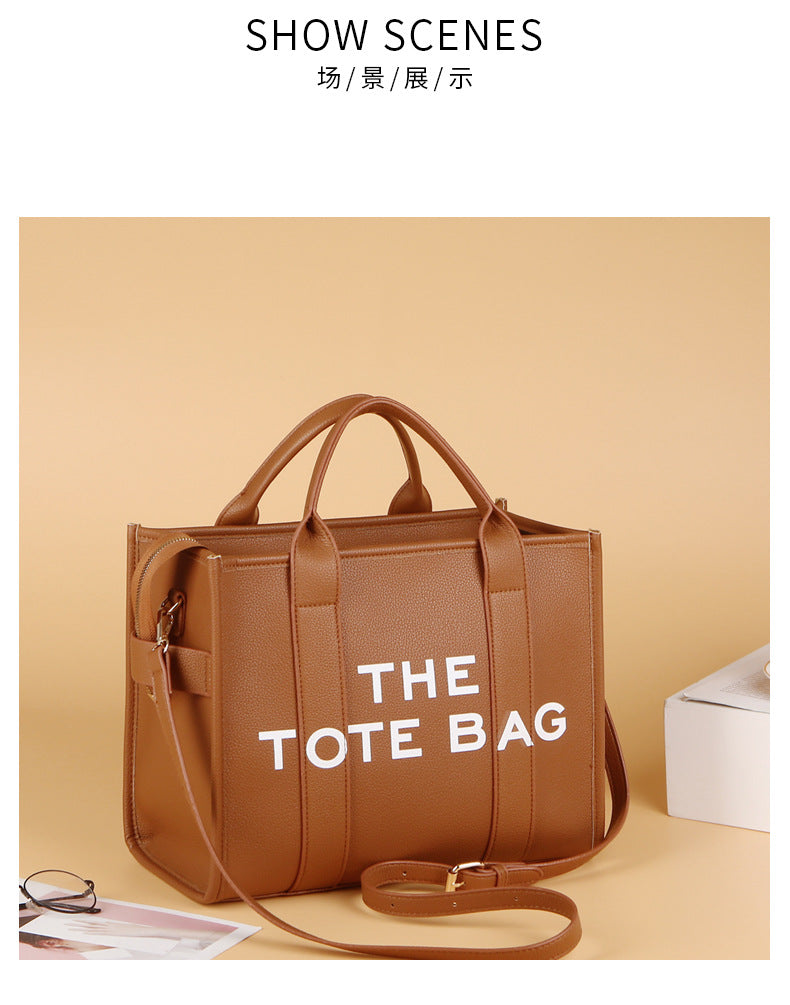 Women's Bag Cross-Border New Tote Bag Wholesale Pu Letter Handbag Simple Casual Crossbody Bag Large Capacity Women's Bag
