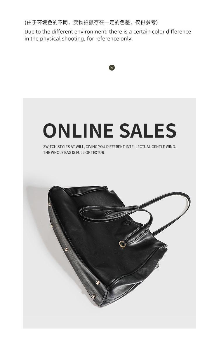 2024 Summer New Niche High-end Retro Shoulder Tote Bag Large Capacity Commuter Portable Briefcase