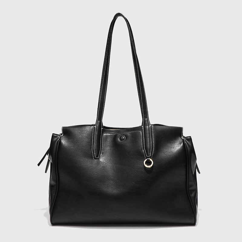 2024 Summer New Niche High-end Retro Shoulder Tote Bag Large Capacity Commuter Portable Briefcase