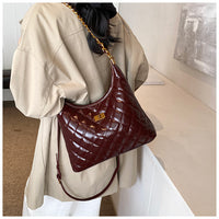 Cross-Border Quilted Saddle Bag, Autumn and Winter New Shoulder Bag, Fashionable Armpit Bag, Work Clothing Versatile Crossbody Bag